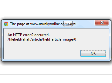 Drupal - HTTP Error 0 occurred error message